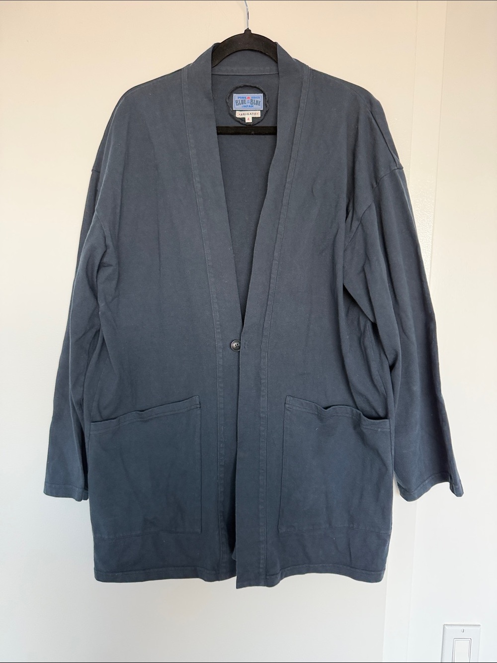 Blue-Blue Japan Navy Cotton Cardigan Jacket